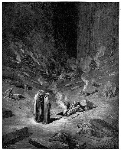 Helvetet: staden Dis, underjordens romerska gud, 1863 av Gustave Dore