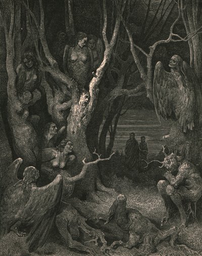 Här bygger de råa harporna sitt bo, c1890. av Gustave Dore