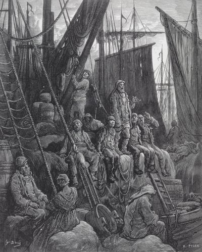 Houndsditch, från "London, en pilgrimsfärd", skriven av William Blanchard Jerrold (1826-94), graverad av Heliodore Joseph Pisan (1822-90), pub. 1872 av Gustave Dore