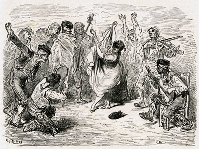 Illsutration till "Voyage en Espagne" skriven av Charles Davillier publicerad 1866 (gravyr) av Gustave Dore