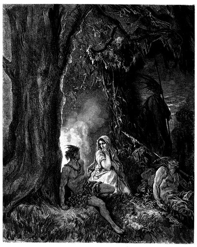 Illustration av Gustave Dore (1832-1883) till romanen av Francois Rene de Chateaubriand (1768-1848), Atala, edition Hachette 1863 - av Gustave Dore