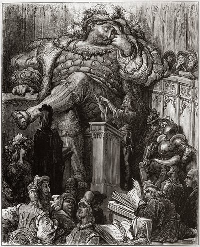 Illustration av Gustave Dore för Grand Gargantuas ovärderliga liv av Francois Rabelais - illustration från "Gargantua och Pantagruel", av Francois Rabelais - gravyr av Gustave Dore (1832-1883) av Gustave Dore