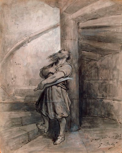 Illustration för saga Blåskägg av Charles Perrault, före 1862. av Gustave Dore