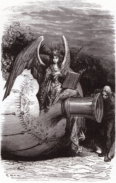 Illustration av Gustave Dore till Francois Rabelais samlade verk: dykflaskan (femte boken) av Gustave Dore
