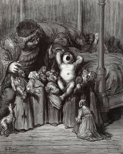 Illustration till boken Gargantua and Pantagruel av Rabelais, 1854. av Gustave Dore