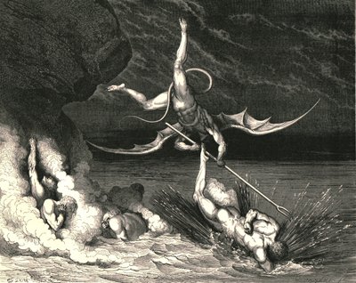I jakten skyndade han därför och utbrast: Du är fångad, c1890. av Gustave Dore