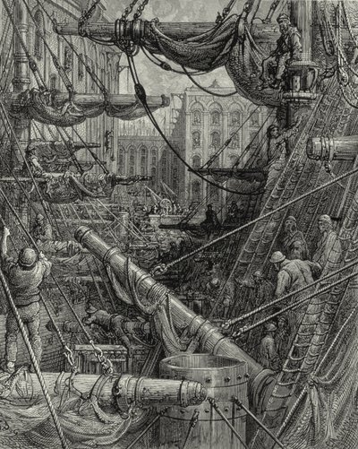 I London Docks. Gravyr: Gustave Doré. Från: "London - A Pilgrimage", text av W. B. Jerrold, graverad C. Maurant, 1872. av Gustave Dore
