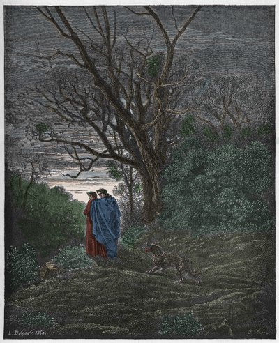 Inferno, Canto 1 : The she-wolf appears, illustration från "The Divine Comedy" av Dante Alighieri, 1885 av Gustave Dore