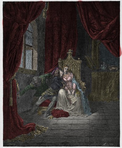 Inferno, Canto 5: Paolo och Francesca, illustration från "Den gudomliga komedin" av Dante Alighieri, 1885 av Gustave Dore