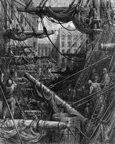 Inside the Docks av Gustave Doré av Gustave Dore