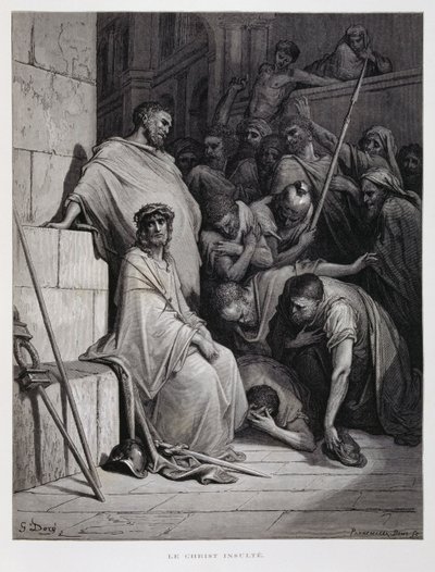 Förolämpningar mot Kristus under hans rättegång, Illustration från Dore-bibeln av Gustave Dore
