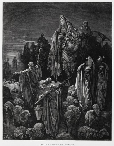 Jakob och hans söner anländer till Egypten, Illustration från Dore-bibeln av Gustave Dore