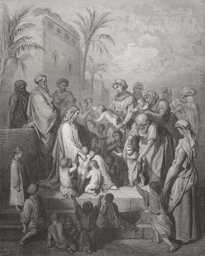 Jesus Blessing the Children, kielelezo kutoka kwa Dore