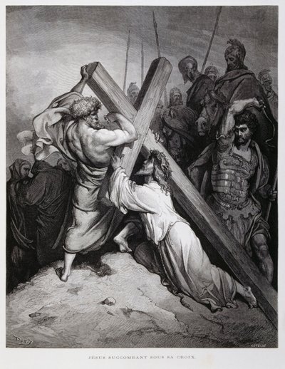 Jesus bär korset, illustration från Dore-bibeln av Gustave Dore