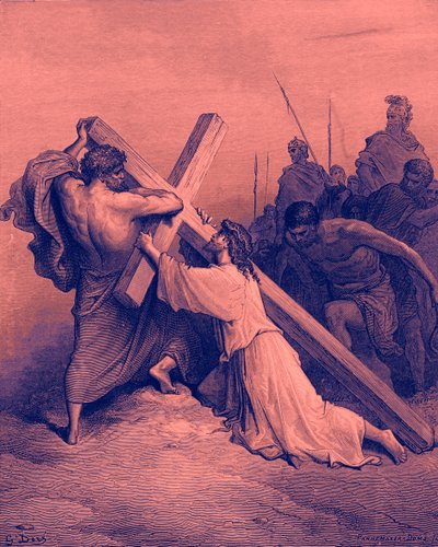 Jesus faller under korset - Bibeln av Gustave Dore