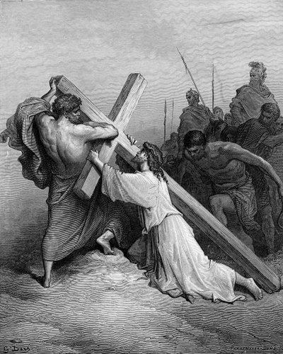 Jesus faller under korset - Bibeln av Gustave Dore
