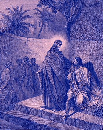 Jesus botar en man som är förlamad - Bibeln av Gustave Dore