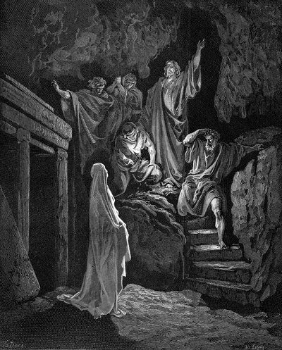 Jesus reser Lasarus från sin grav, 1865-1866 av Gustave Dore