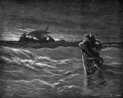 Jesus går på vattnet av Gustave Dore