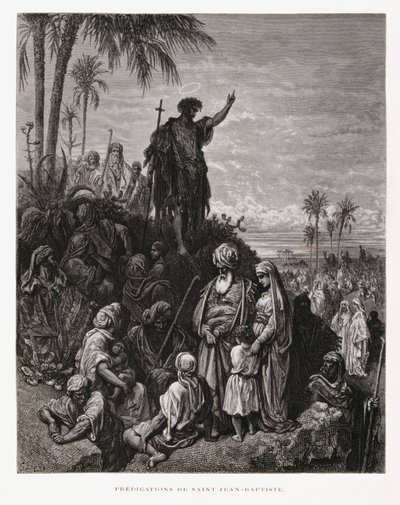 Johannes Döparen predikar, illustration från Dore-bibeln av Gustave Dore