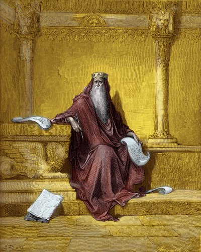 Kung Salomo gravyr av Gustave Doré. - Bibeln av Gustave Dore