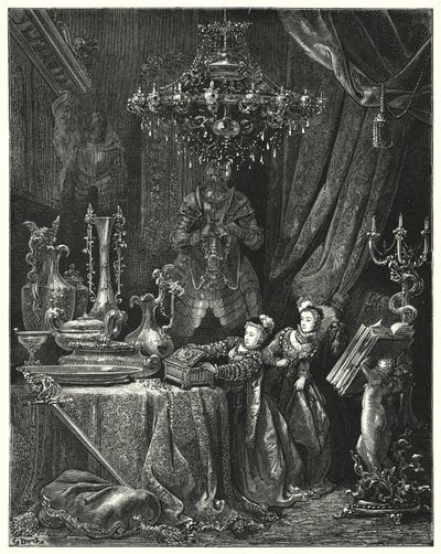 Det blå skägget; Blått skägg (gravyr) av Gustave Dore