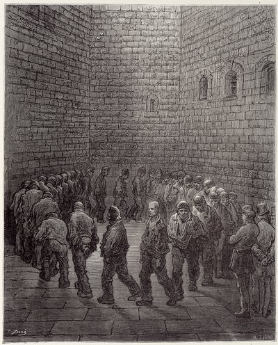 Fångarnas promenad i fängelse - i "" London" av Gustave Dore av Gustave Dore