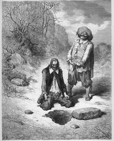 Snålen som förlorade sin skatt - Snålen som förlorade sin skatt - från "Fables" av Jean de La Fontaine av Gustave Dore