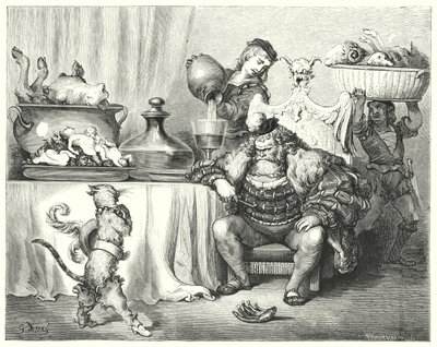 Master Cat eller Puss in Boots; Puss In Boots (gravyr) av Gustave Dore