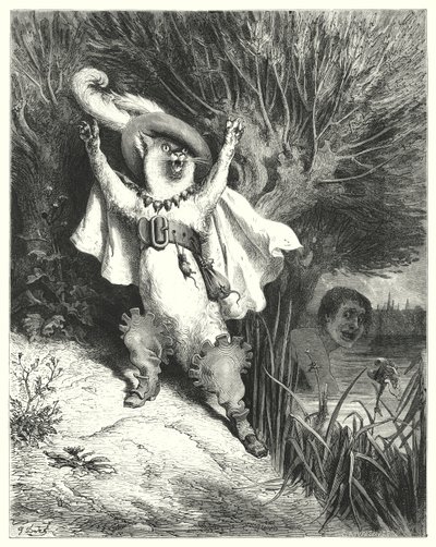 Master Cat eller Puss in Boots; Puss In Boots (gravyr) av Gustave Dore