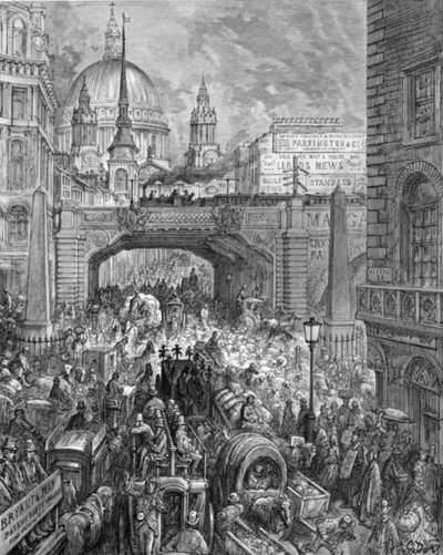 "Ludgate Hill - A block in the Street", 1872. av Gustave Dore