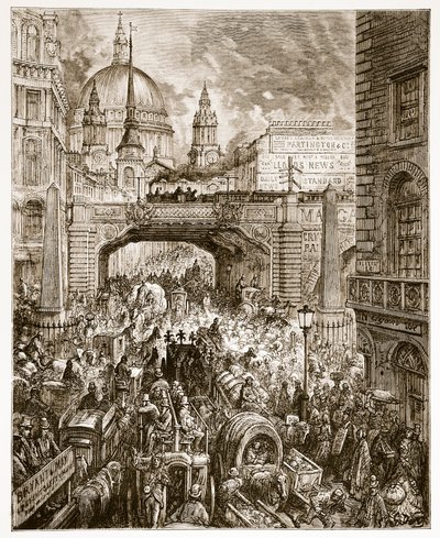 Ludgate Hill, från "London, a Pilgrimage", skriven av William Blanchard Jerrold (1826-94) pub. 1872 av Gustave Dore