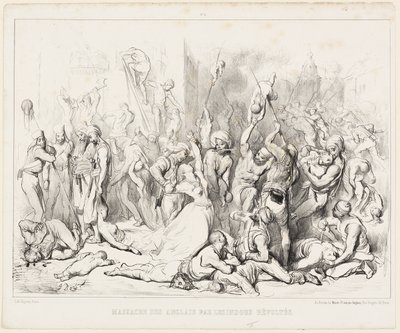 Massaker av engelsmännen av revolterande hinduer av Gustave Dore