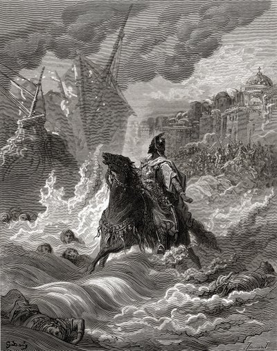 Mohammed II (1432-81) före Konstantinopel 1453, illustration från 