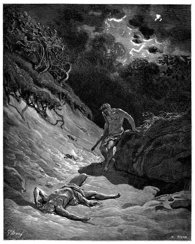 Kains mord på Abel - Illustration av Gustave Dore för The Bible - (på engelska) av Gustave Dore