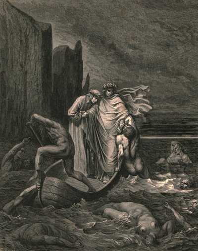 Min lärare visman medveten, stötte tillbaka honom, c1890. av Gustave Dore