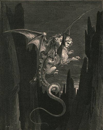 Ny skräck jag blev gravid vid den branta nedgången, c1890. av Gustave Dore