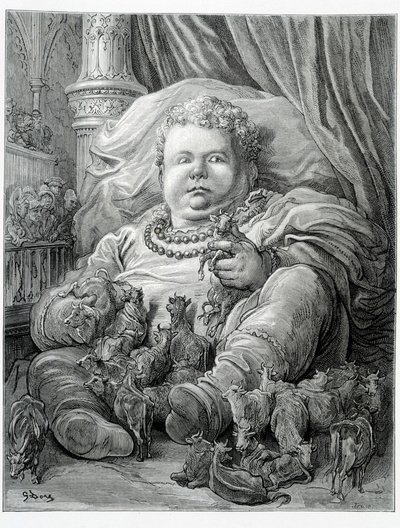 Pantagruel omger kor - i "" Gargantua"" av Rabelais, ill. Gustave Dore av Gustave Dore