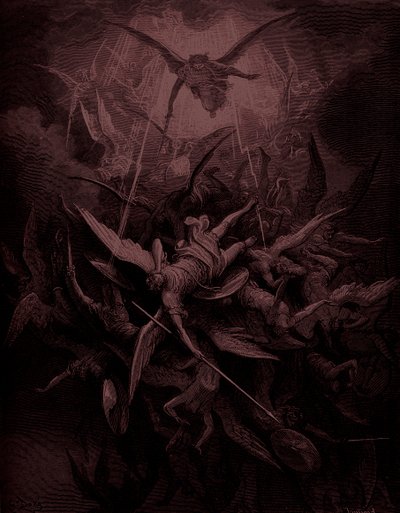 Paradise Lost: Fall of the rebel angels, konstnären Doré av Gustave Dore