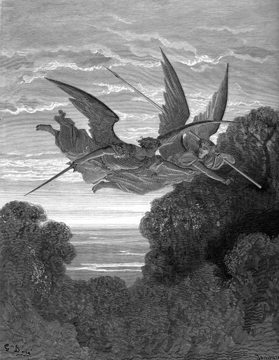 Paradise Lost: Ithuriel och Zephon, av Doré. av Gustave Dore