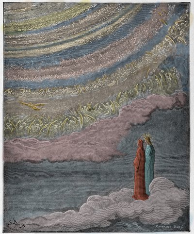 Paradiso, Canto 28: Himlens glittrande värd, illustration från "Den gudomliga komedin" av Dante Alighieri, 1885 av Gustave Dore