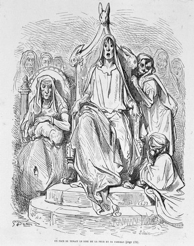 Personifiering av rädsla och hans familj av Doré av Gustave Dore