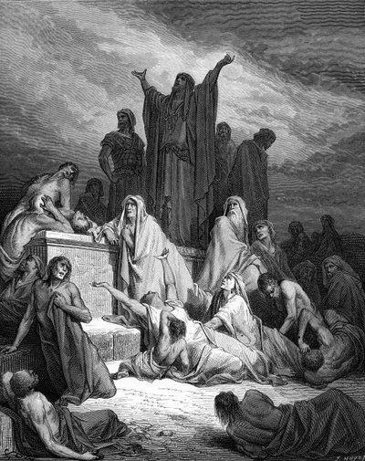 Jerusalems pest, gravyr av Doré. - Bibeln av Gustave Dore