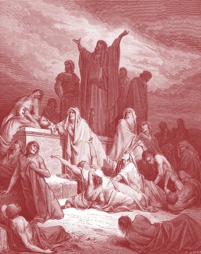 Jerusalems pest, gravyr av Doré. - Bibeln av Gustave Dore