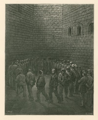 Fångar i Newgate Prison motionsgård av Gustave Dore