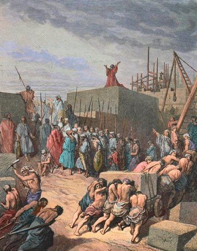 Återuppbyggnad av templet i Jerusalem, gravyr av Gustave Dore av Gustave Dore