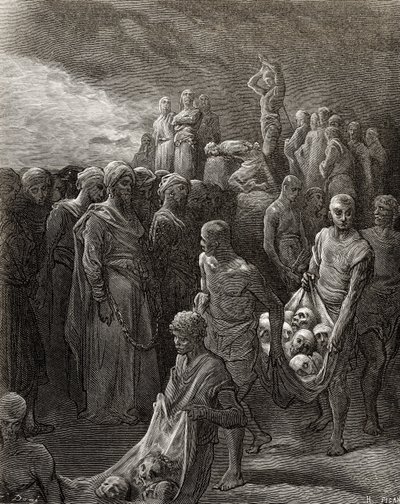 Richard I (1157-99) Lejonhjärtat massakrerar fångar som repressalier, illustration från 