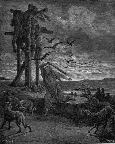 Rizpa, kung Sauls konkubin, 1866 av Gustave Dore
