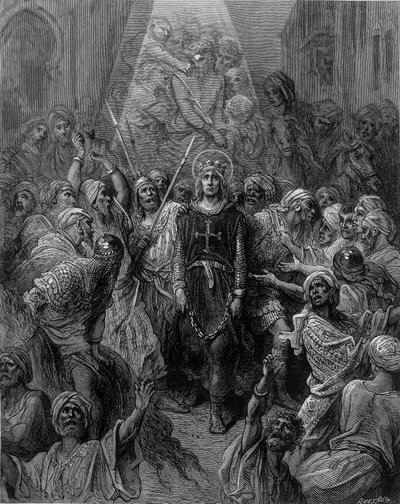 Saint Louis tillfångatagen i Mansoura, under det 7:e korståget 1250 - gravyr av Gustave Doré av Gustave Dore
