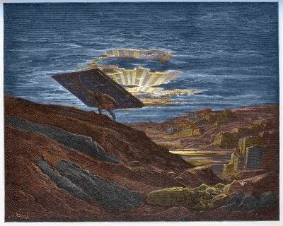 Samson bär Gazas portar - Samson tar bort Gazas portar - - Gravyr i "The Bible illustree" av Gustave Dore (1832-1883) - Gravyr från "" The Dore Bible"" av Gustave Dore